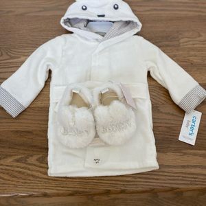 Unisex baby robe and slippers